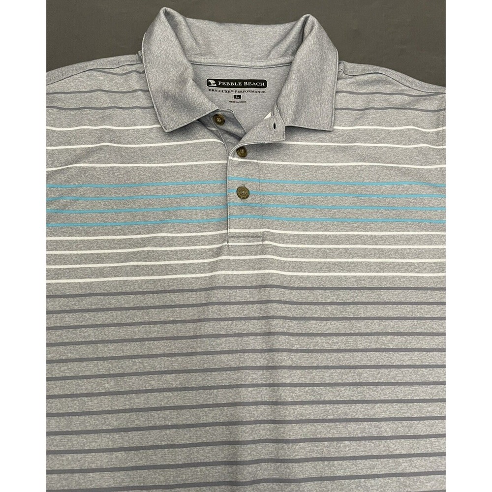 Pebble Beach Golf Dry Luxe‎ Performance Gray Golf Polo Shirt Men's Size Large - Picture 4 of 10